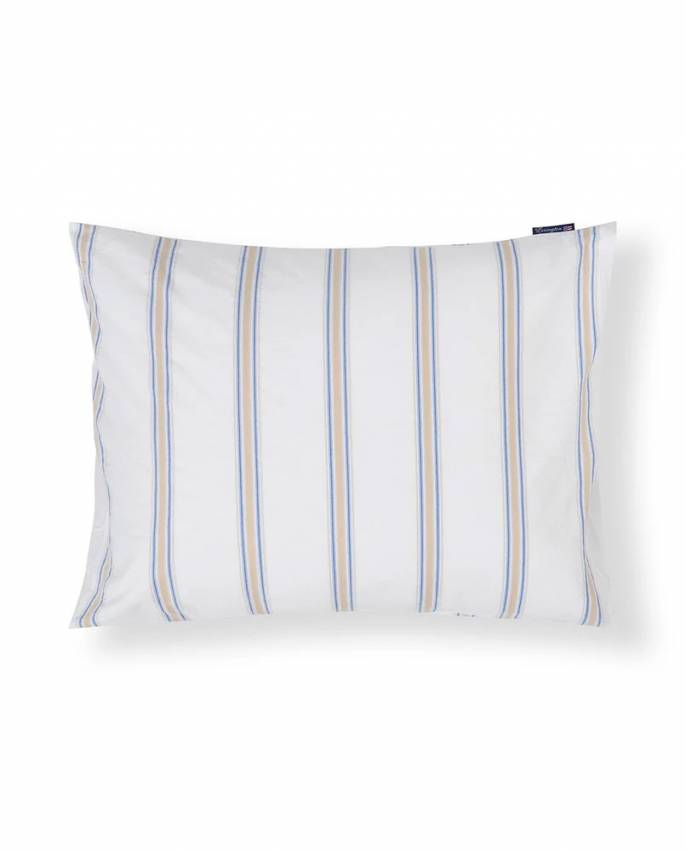 Lexington Dobby Striped Washed Cotton Percale Pudebetræk White/Blue/Beige