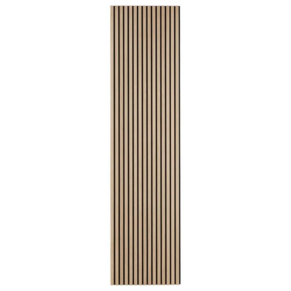 Trälamell akustikpaneler | 2400x600x21mm | Vit ek - Väggpanel