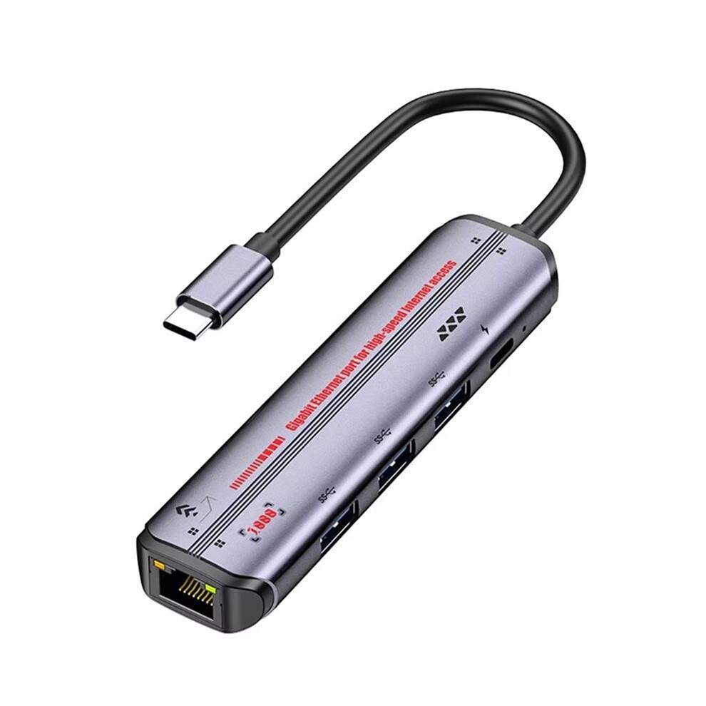 USB C Hub 5 in 1 with Gigabit Ethernet, 3 USB 3.0 & PD Charging, Type C Gigabit Network Adapter for Laptop
