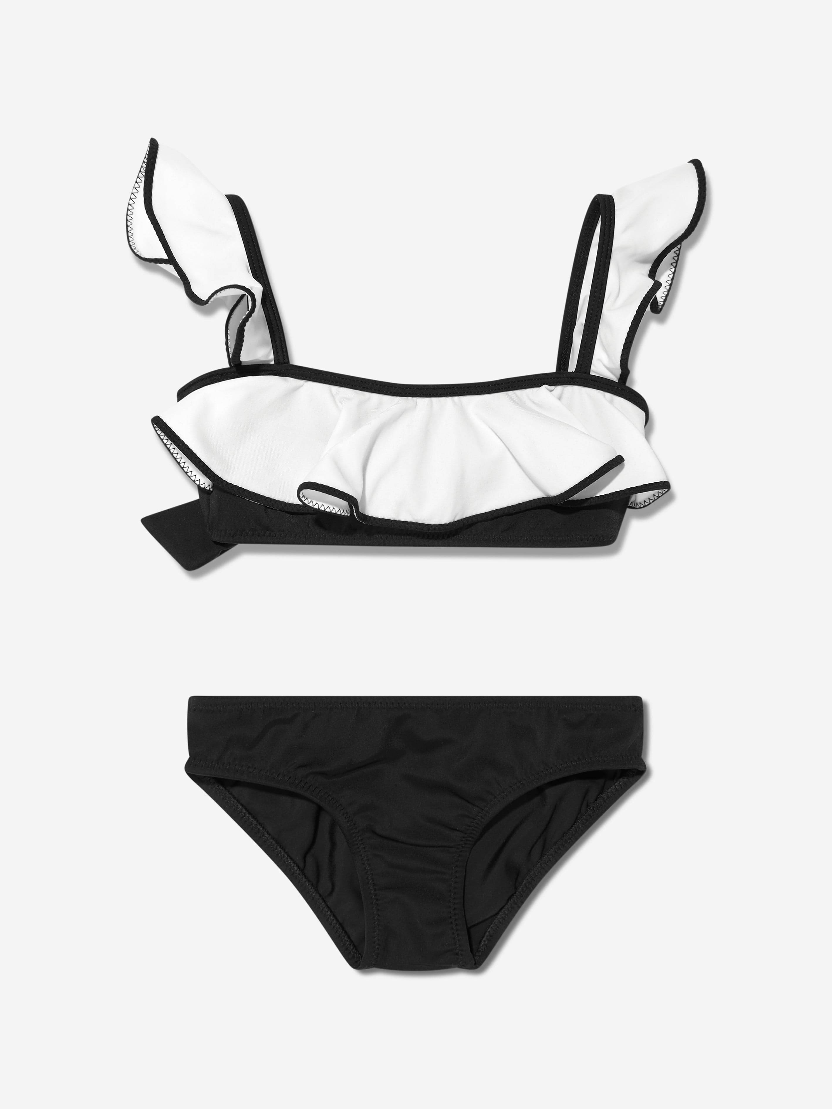 Nessi Byrd Girls Oppa Ruffle Bikini in Black - Black / 8 Yrs (8 Yrs)