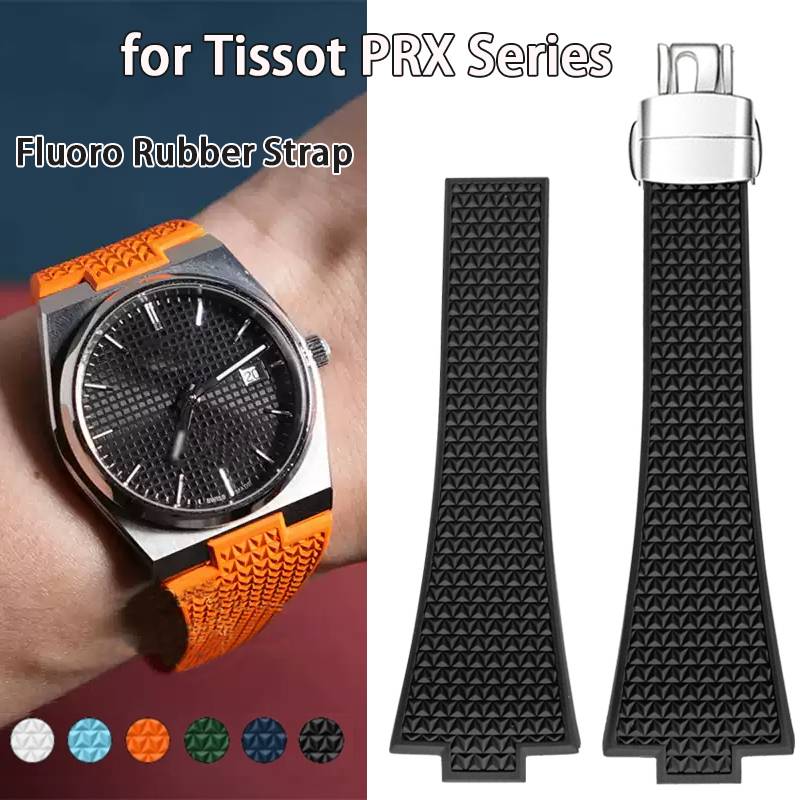 Fluoro Rubber Strap for Tissot PRX Series Super Player 35mm 40mm Convex Men Women Quick Release Watch Band Accessories 11mm 12mm