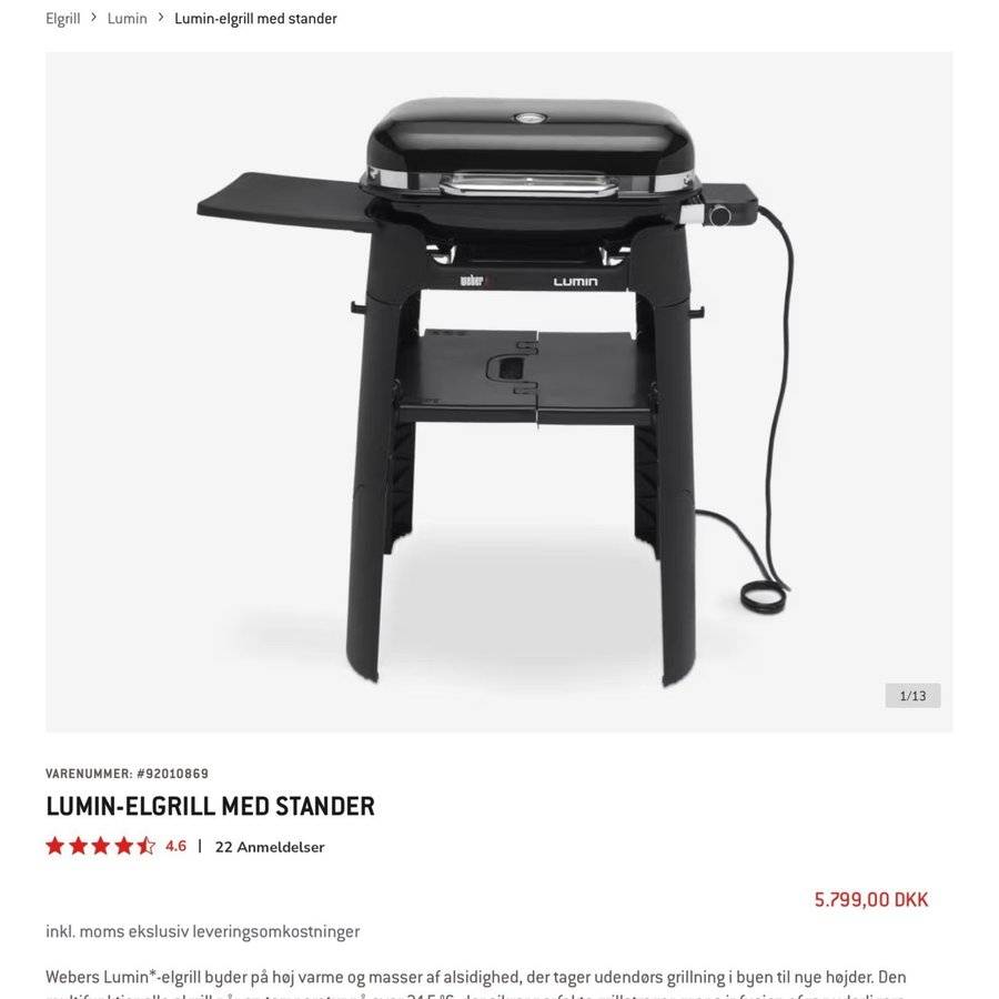 Weber Lumin elektrisk grill med stativ - i oöppnad förpackning