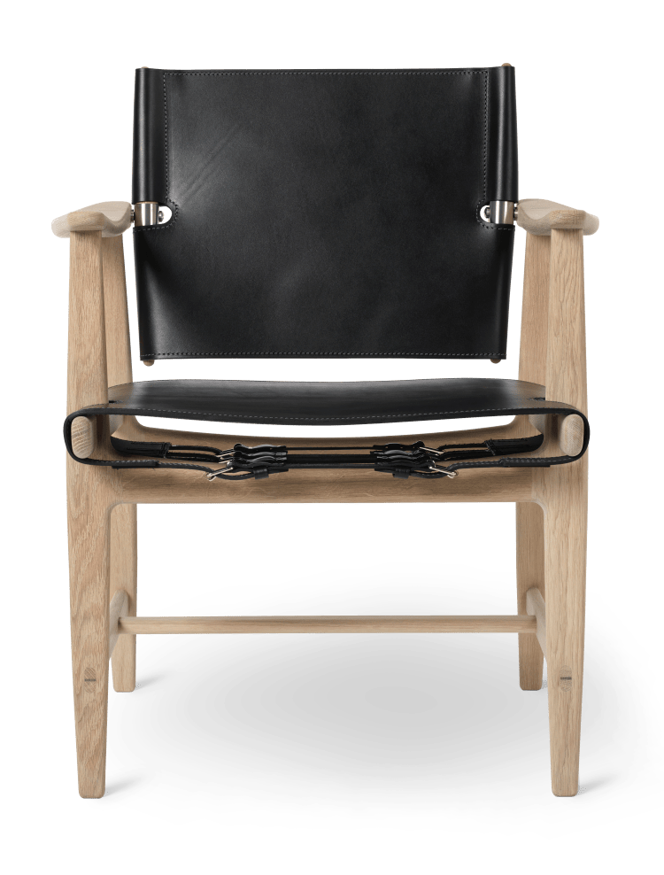BM1106 | Huntsman Chair FSC™-certifierad ek, vitolja, kärnläder, svart
