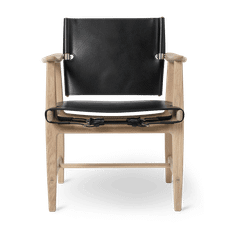 BM1106 | Huntsman Chair FSC™-certifierad ek, vitolja, kärnläder, svart