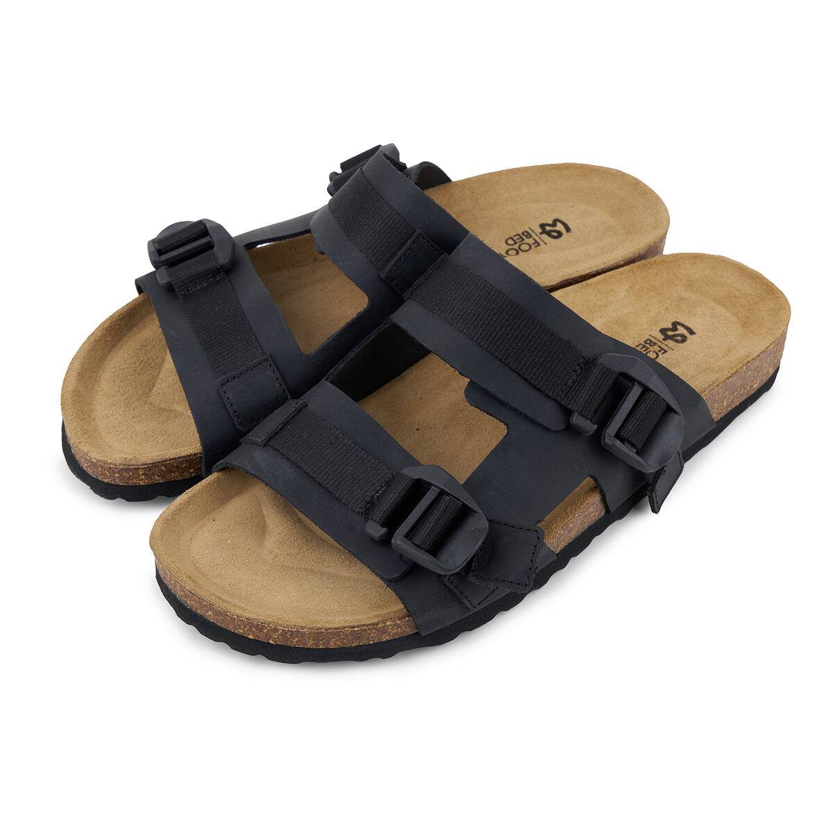 Læder slip-ons til mænd med korksål Urban, sort størrelse voksensko 43