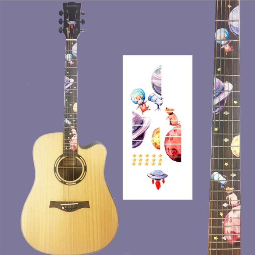 Gitarr greppbräda dekaler inlägg klistermärke gitarr hals headstock guitarra bas ukulele tunn klistermärke guitarra tillbehör - 3