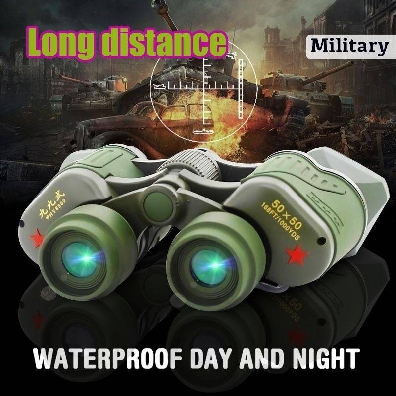 HD Bärbar 50x50 8m/1000m Professionell kikare Army Military Telescope Night Vision Vattentät Utomhus Vandring Camping Jakt Optik Resor armégrön färg