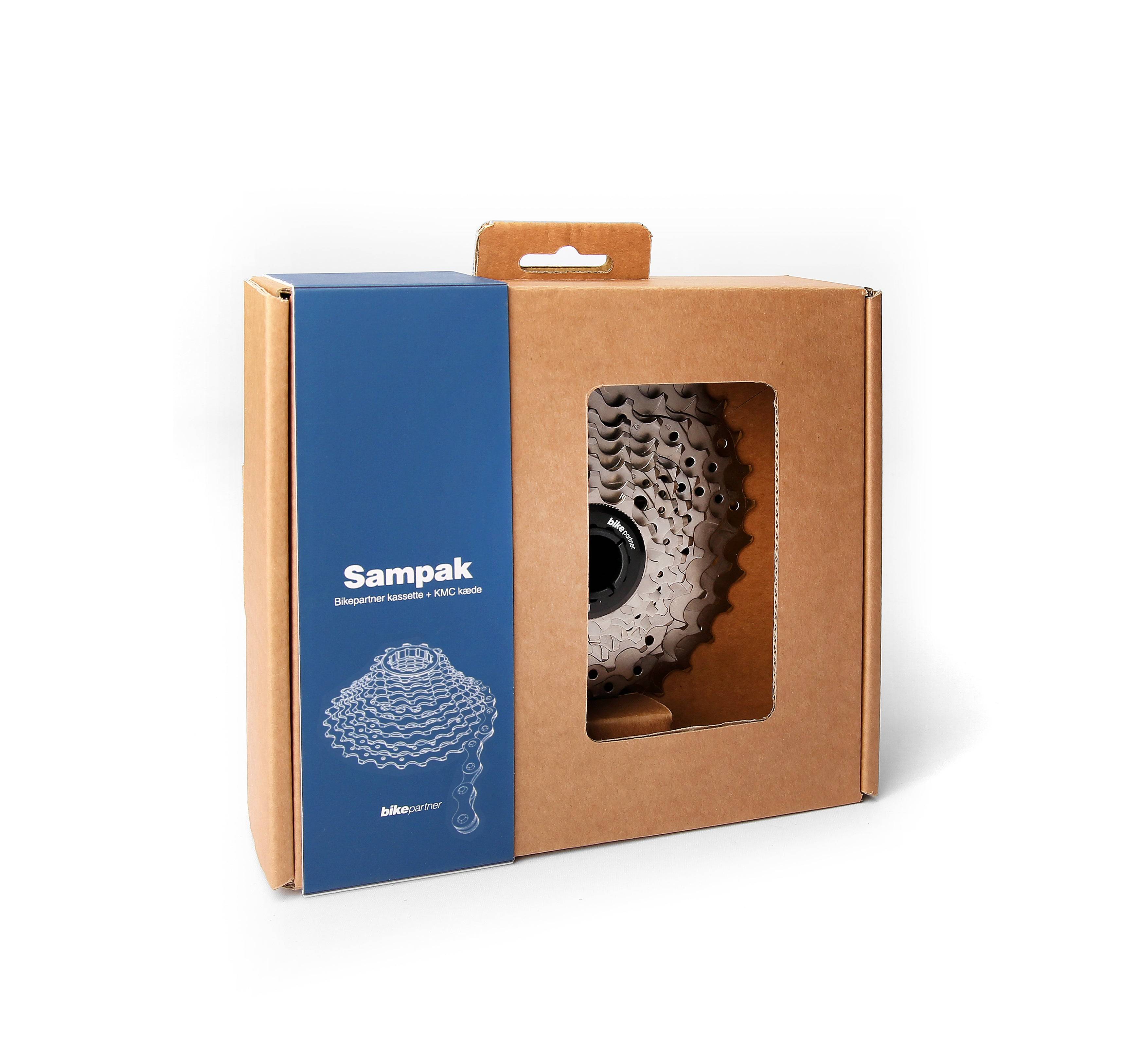 Sampak Bikepartner 9sp 11-25t Road med KMC X9 1/2x11/128" sølv/grå 114led kæde 11-12-13-15-17-19-21-23-25t