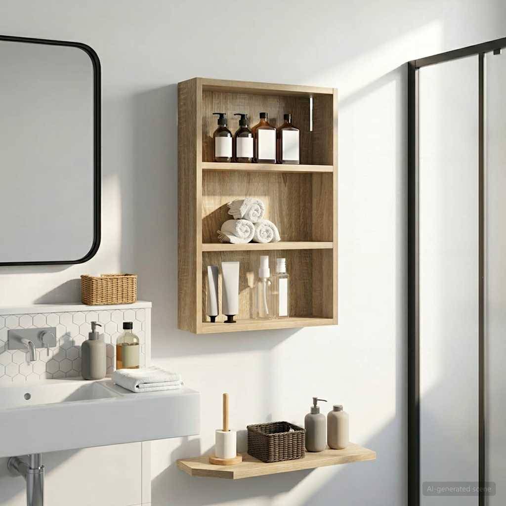 vidaXL Badeværelsesvægskab Sonoma eg 40 x 10 x 60,5 cm Konstrueret træ