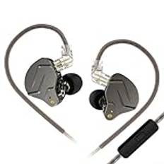 Honseadek För KZ ZSN Pro In-Ear hörlurar, dubbla hörlurar, dynamisk drivrutin för KZ ZSN Pro hörlurar, metalltrådbundna sportlinjekontroll in-ear hörlurar, HiFi-hörlurar (grå med mikrofon)