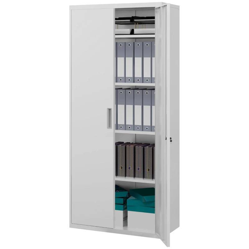 Kontorsskåp 5 hyllor 180 cm vit