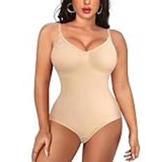 Irisnaya kvinnor bantande kroppsdräkter formkläder toppar magkontroll kroppsformare spagettirem linne trikåer bodycon jumpsuit, BEIgE, XS/S