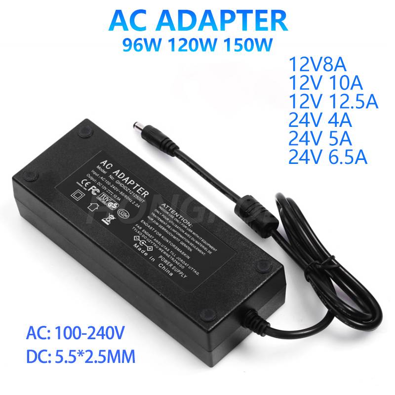 1PC 96W 120W 150W Power Adapter Supply AC 110V/220V To DC 12V 24V Lighting Transformer 4A 5A 6.5A 8A 10A 12.5A LED Strip Adapter