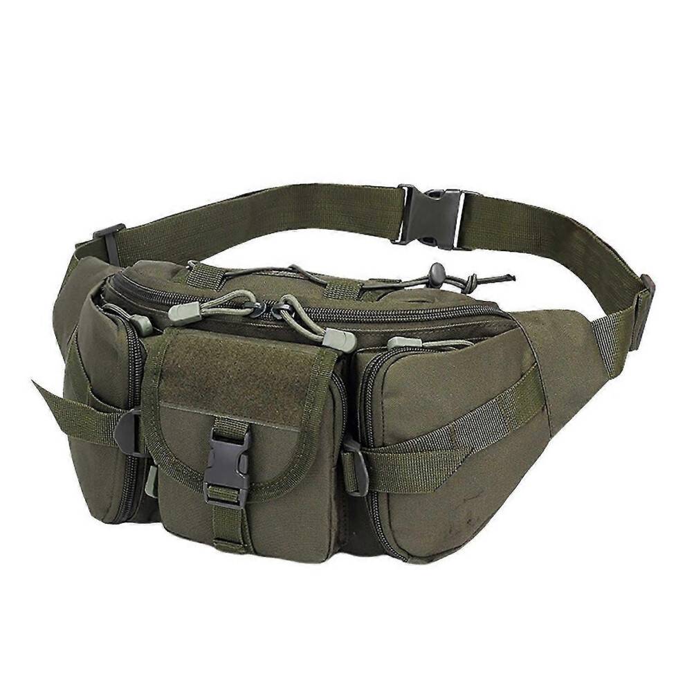 (Military Green) Outdoor Sports Waterproof Waist Bag Stylish Multi-Purpose Cross-body Fanny Pack for Hiking Running