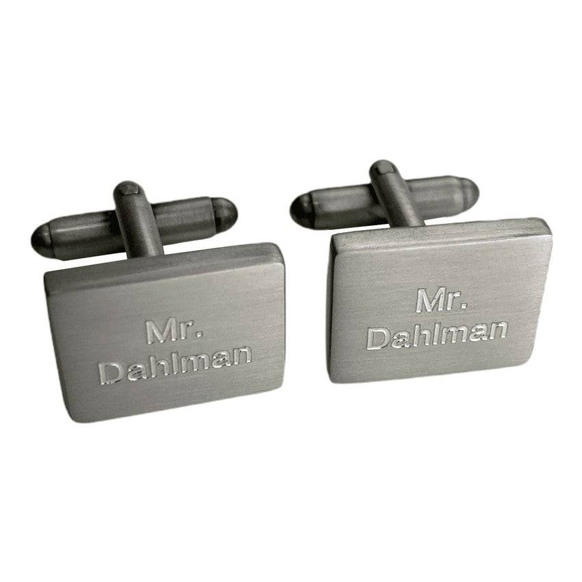 Manschettknappar med valfri text, Antik Silver