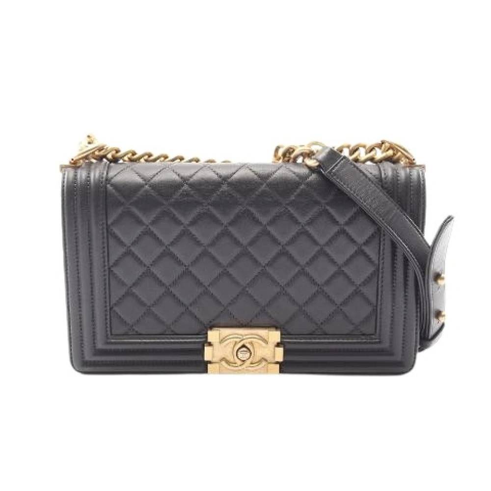 Chanel Vintage Pre-owned Boy Lambskin Skuldertaske - Vintage - Dame - Sort - ONE SIZE - Uld