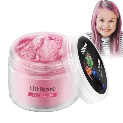 Tillfällig hårfärg Tvättbar, Ultikare Hårfärg Vax Ljusrosa Tillfällig hårfärg Hårfärg Vax för barn Män Kvinnor Kvinnor Party Cosplay, Halloween 100g /3.4 oz (rosa, rosa)