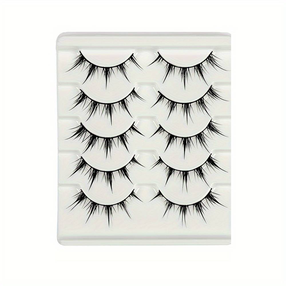TEMU 5 Pairs Anime-inspired False Eyelashes Reusable Cartoon Eye Lashes Dramatic Demon Style Volumizing Lengthening Natural Look