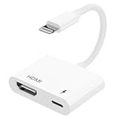 PNBLAECE iPhone HDMI-adapter för iPhone till TV-ingen ström behövs, 1080P iPhone digital AV-adapter iPhone till HDMI-kabel, synkroniseringsskärmkontakt kompatibel med telefon