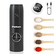 MERTTURM Uppladdningsbar Elektrisk Pepparkvarn, Kryddkvarn med vitt LED-ljus, Justerbar Grovhet, Keramisk Rotor, Enhandsmanövrering, Elektriska Salt Lämplig för Kök och Grill(1 Pack)
