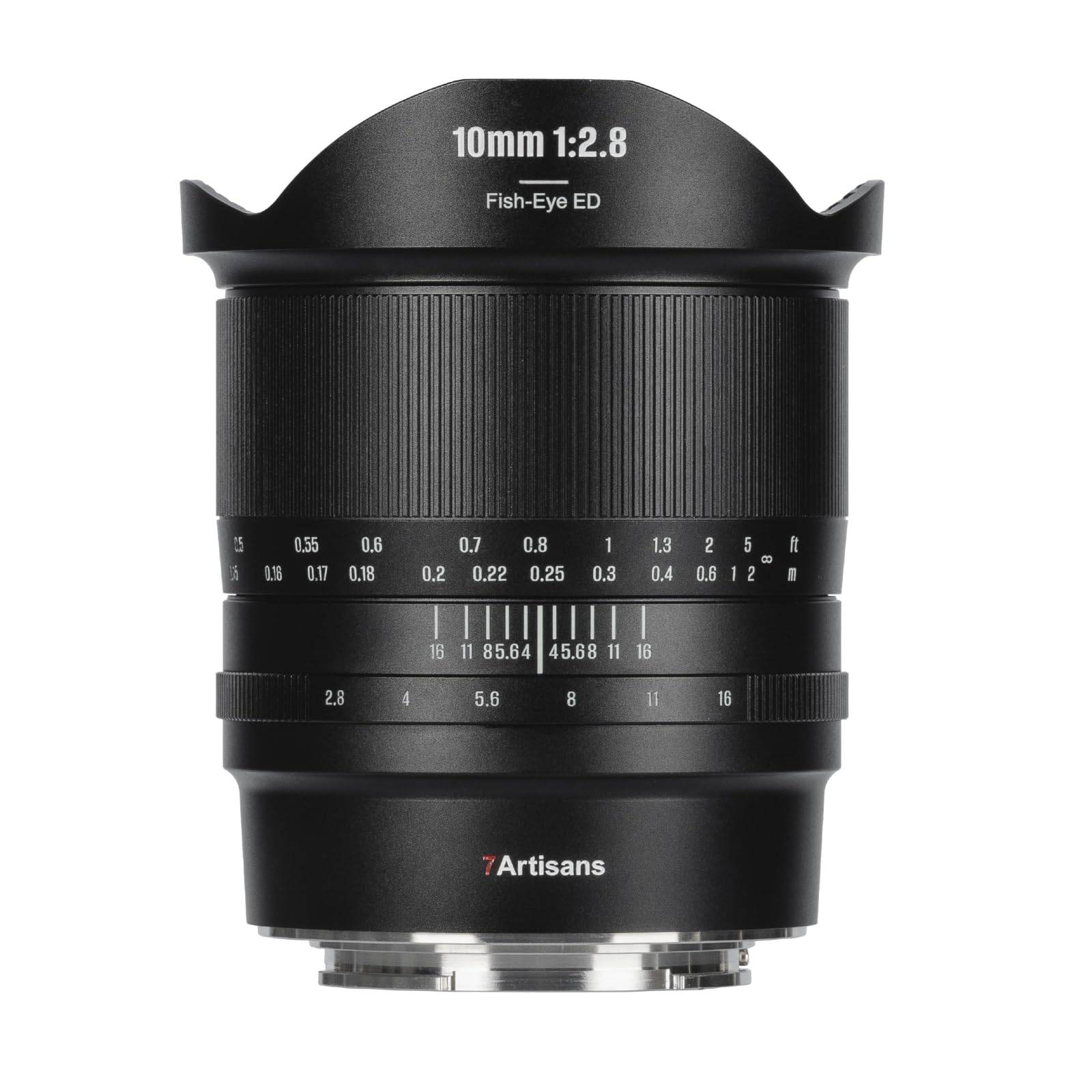 7artisans 10mm II Sony E Ultra Prime Manual Focus F2.8 E-Mount Lens, Compatible, Wide-Angle, Fisheye, Full-Frame, Lens, (2-Year Warranty) svart