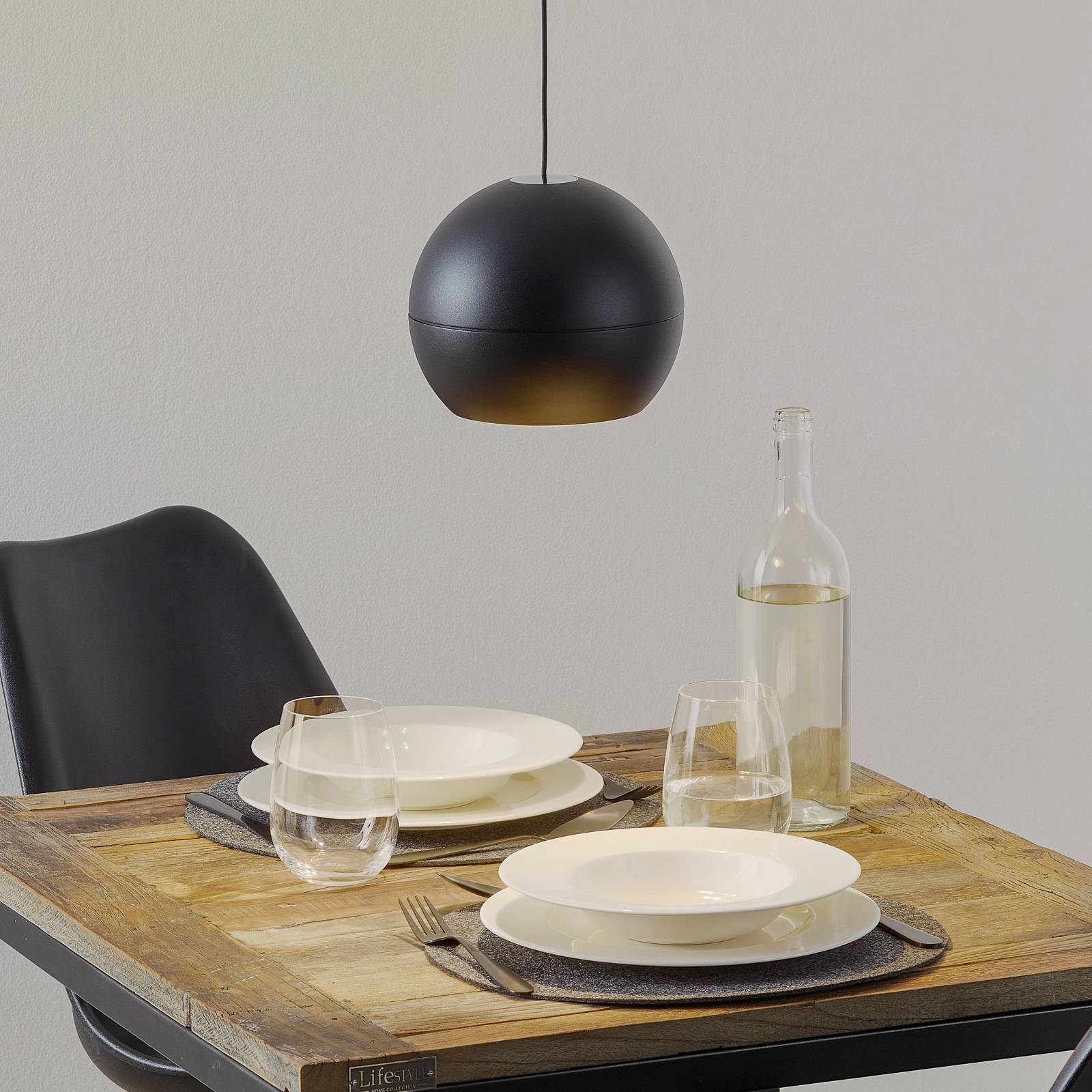 BEGA Pendellampa Studio Line, dimbar, Svart, Vardagsrum / matsal, Aluminium / grå / zink