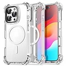 AICase Clear Bounce Case för iPhone 16 Pro Max Titanium Kompatibel med MagSafe, stötsäkert skydd [icke-gulning] [Militärklass] Mag Safe magnetiskt hårt fodral för iPhone 16 Pro Max