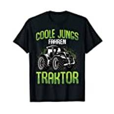 Lustige Landwirtschaft & Traktor Geschenke Coole Jungs fahren Traktor Trecker Junge Kinder T-Shirt Schwarz S Cartoon Rundhals-T-Shirt Klassische Passform Kurzarm für Jungen