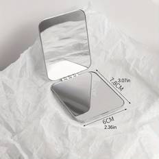 TEMU 1pc Sleek Stainless Steel Compact Folding Mirror - Double-sided, Portable & With Polished - Ideal For Makeup Touch-ups, No Battery Needed