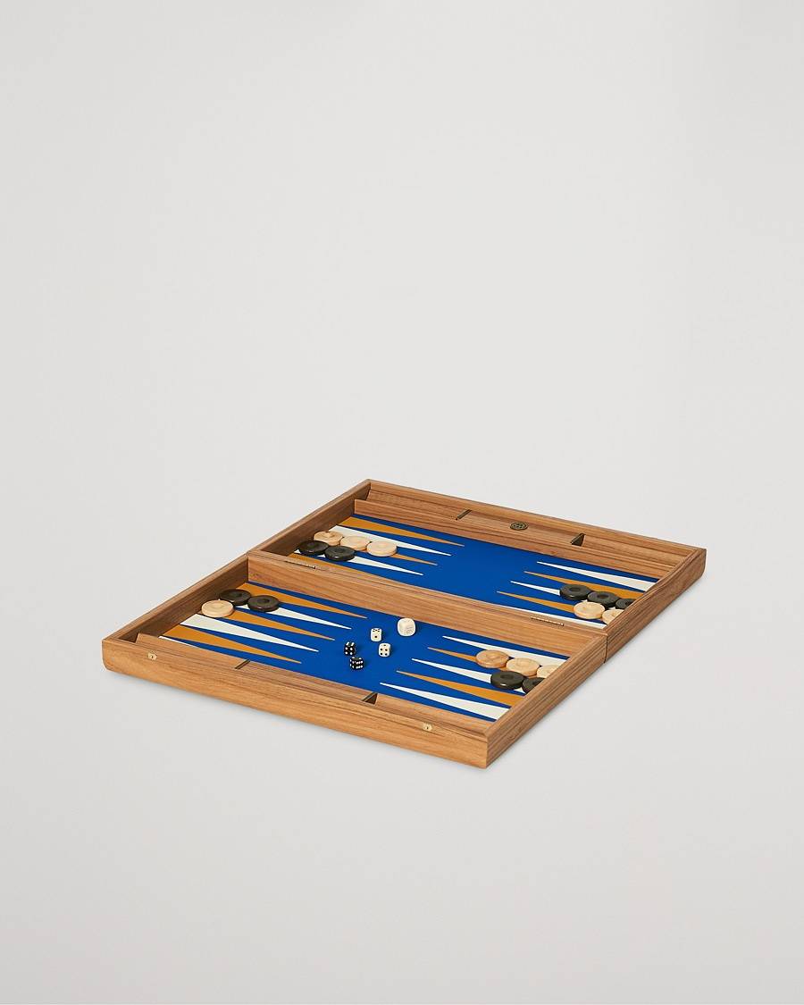 Manopoulos Walnut Royal Blue Large Backgammon