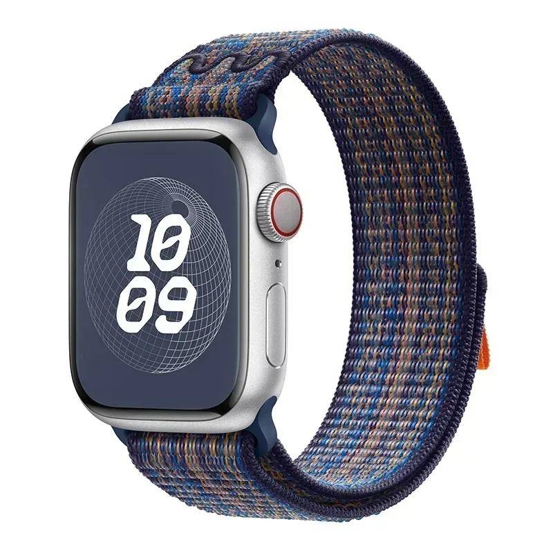 Nylon Sport Loop Armband För Apple Watch Band Ultra 2 49mm 46mm 45mm 44mm 41mm 42mm 40mm Armband iWatch 10 9 8 7 6 5 SE Klockarmband beige