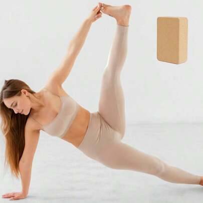 Yogablock i kork med hög densitet, unisex yogablock, smulas inte sönder - Träfärg (En-Storlek)