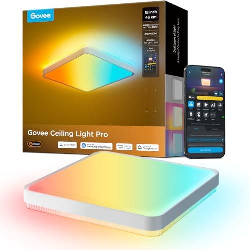 Govee RGBICWW Deckenlampe Pro 55W, 4800lm Deckenleuchte Dimmbar,45,5x45,5cm