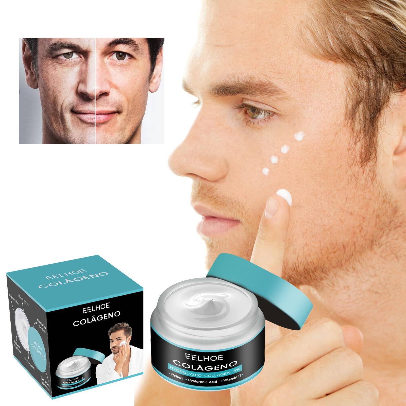 EELHOE Men Face Cream Anti Aging Ta bort Rynkor Uppstramande Lifting Whitening Cream Ljusande Fuktgivande ansiktshudvårdskräm black