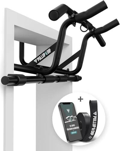 PULLUP & DIP Armhävstång för dörrkarmar för upphängning utan skruvar och ingen glidning, professionell dörrräcke, pull-up-bar med vadderade handtag inklusive pull-up-band eBook