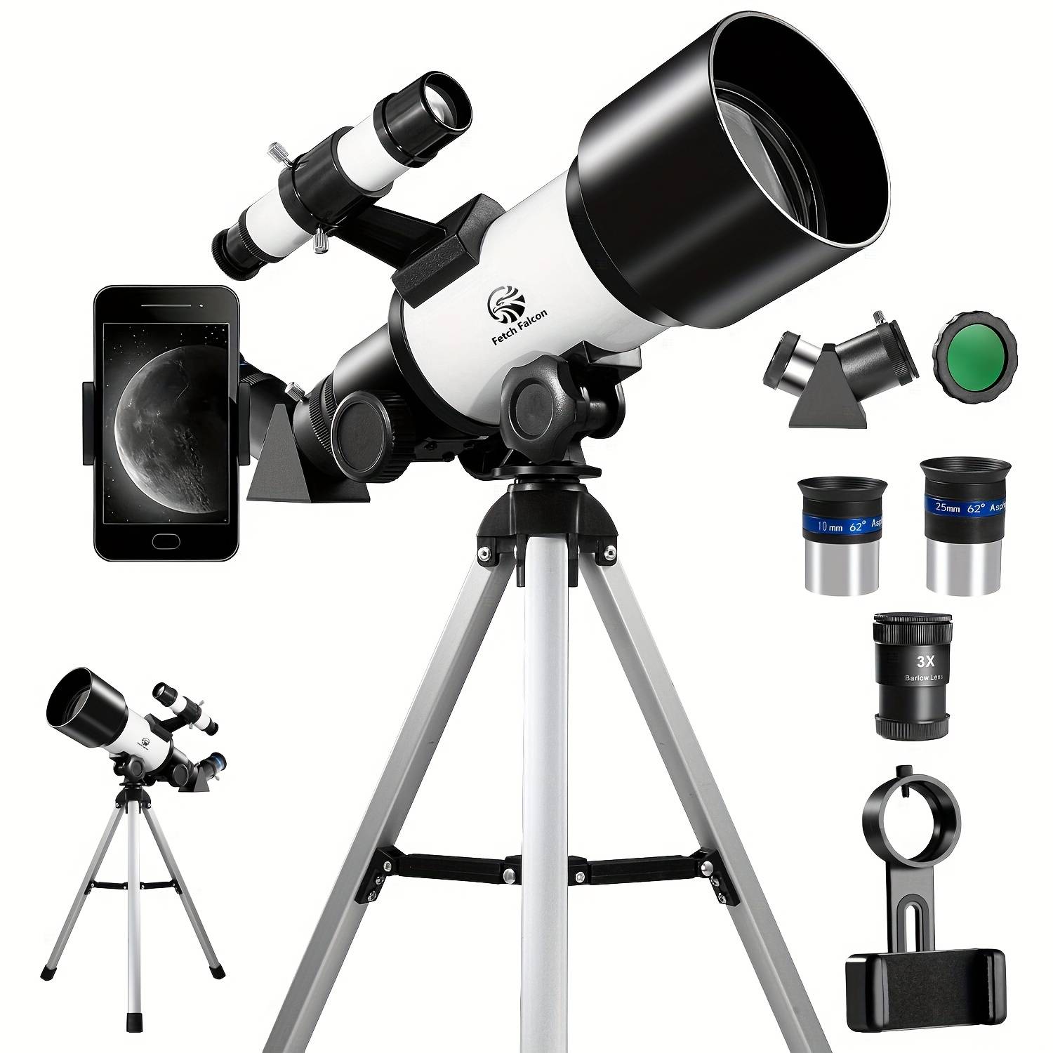 TEMU Hd 150x High-powered Astronomical Telescope With Smartphone Adapter & Tripod - Portable Refractor Suitable For , Space Exploration, Phone Compatible For,, Hobbyists, For, Travel, Parties