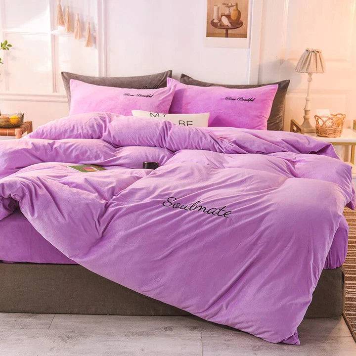 SilkCloud Sängkläder - Mysigt Fleece Sängkläder för En Oöverträffad Sömnupplevelse - 220 × 240 cm / Lila