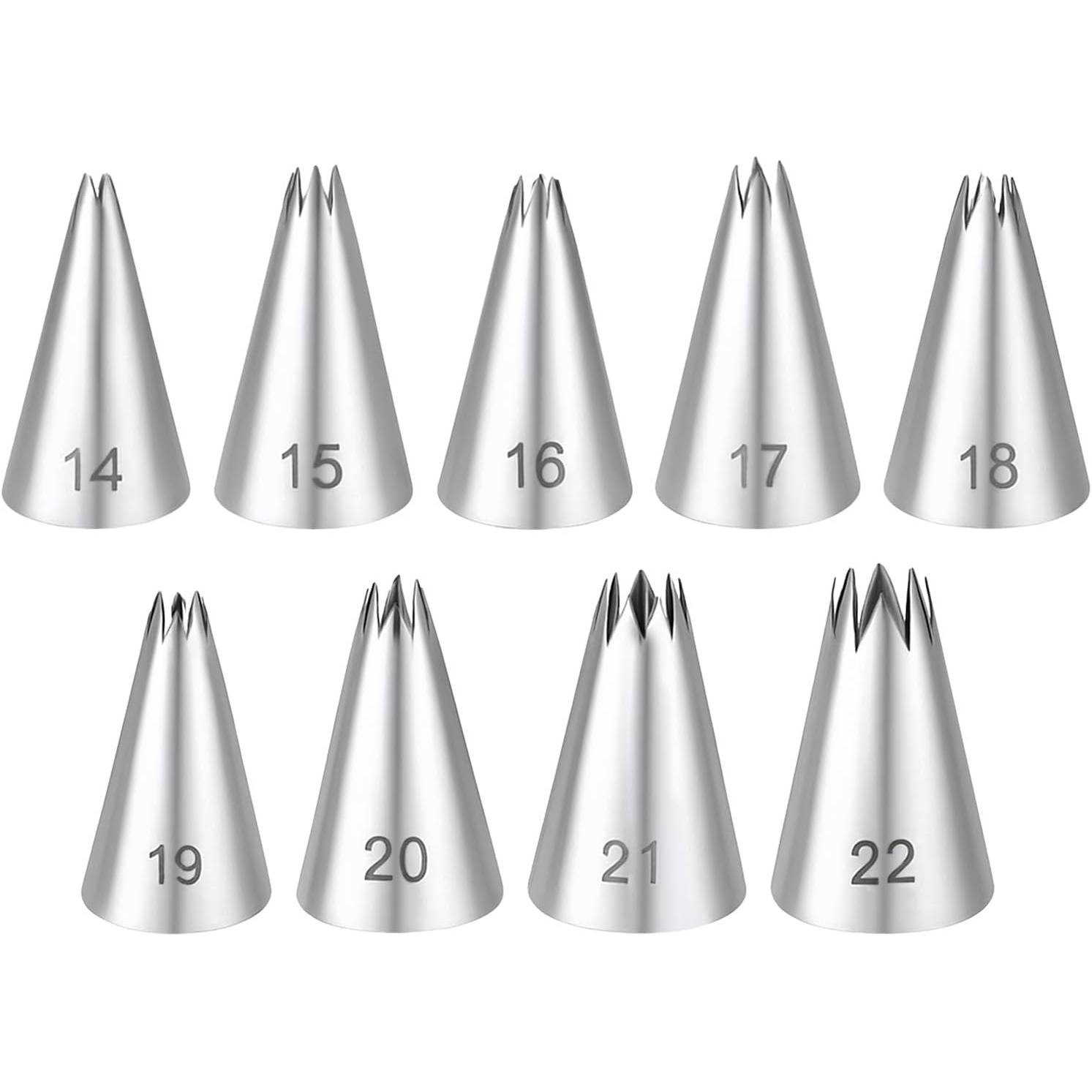 Stainless Steel Star Piping Tips Set, Tube Frosting Nozzle Kit Open Stars Piping Tips Set Pastry Decorating Tip For Cupcakes Cakes