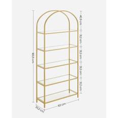 Elegant displayhylla i guld stål och glas