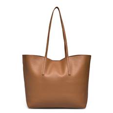 MANGO Pebbled Effect Shopper Bag |Brun |One Size