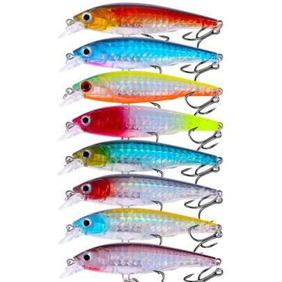 HENGJIA 1 st laserfiskedrag 9 cm/9,5 g minnow crankbait wobbler med 3D-ögon, konstgjort bete för abborre, gädda och karp, simbete för fiske - Multifärgad (Multi-size)