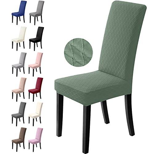 Stolsöverdrag 4 Stycken Elastiskt Matstolsöverdrag Modernt Stretch Stolskydd Universellt Matstolsskydd Tvättbar Avtagbart Matstolar Överdrag för Kontor Hotell Matsal Bröllop (Grön, 4 Stycken)-L