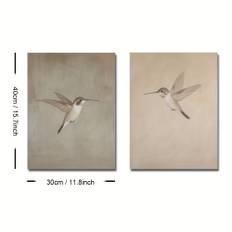 TEMU Set Of 2 Unframed Vintage Hummingbird Wall Art Canvas Poster Print Minimalist Retro Bird Farmhouse Decor Rustic Painting For Apartment,living Room,bedroom,modern Home Decoration