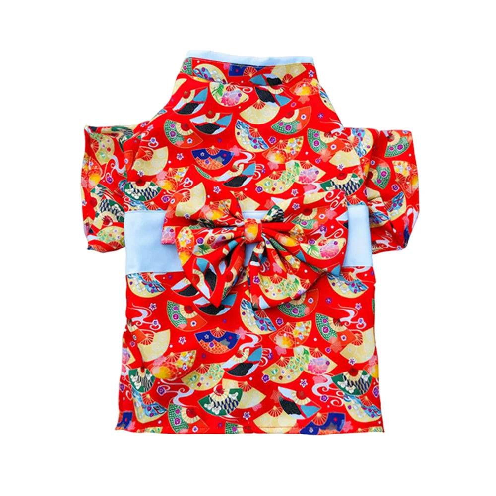 Japanese Bow Print Pet Kimono for Cats & Small Dogs - 7 / L-advise 6-9kg / SPC (L-advise 6-9kg)
