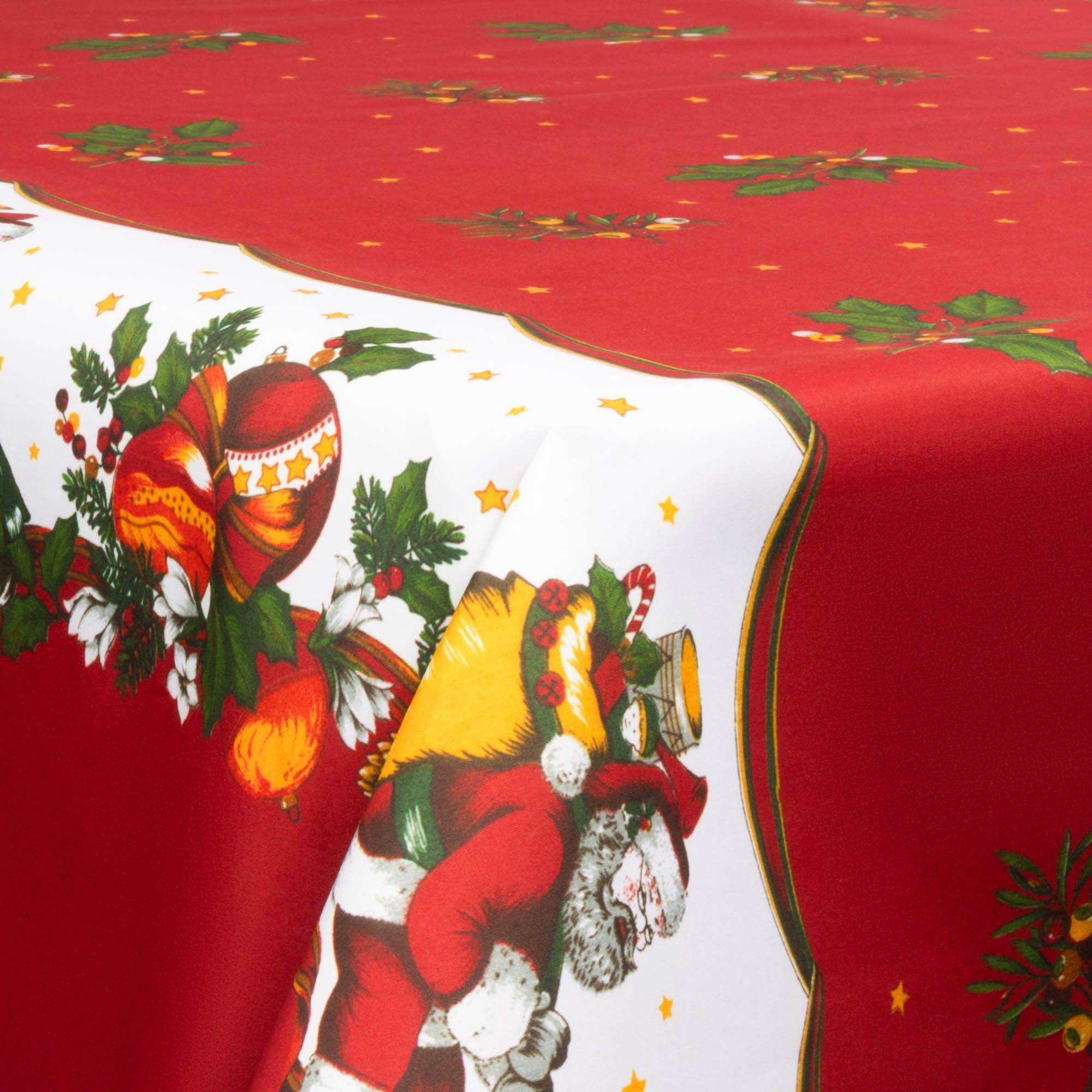 Tekstil voksdug - 140 cm bred - Juledug - Santa Claus And The Mistletoe - Voksdug med akrylbelægning