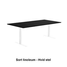 Reick Hæve-sænke-bord i Linoleum Sort Linoleum 200 x 90 Cm M/ Mavebue Hvid