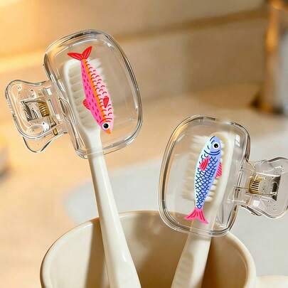 Färgglad tandborstskydd med sardinmönster, transparent reseförvaringsbox för tandborste, skyddsklipp för tandborsthuvud, förvaringsklipp för tandborst - Multifärgad (Multi-size)