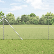 Hexagon hegn 1x50 m galvaniseret stål, vidaxl hegn poster med spyd 13 stk ø32 mm 120 cm galvaniseret stål