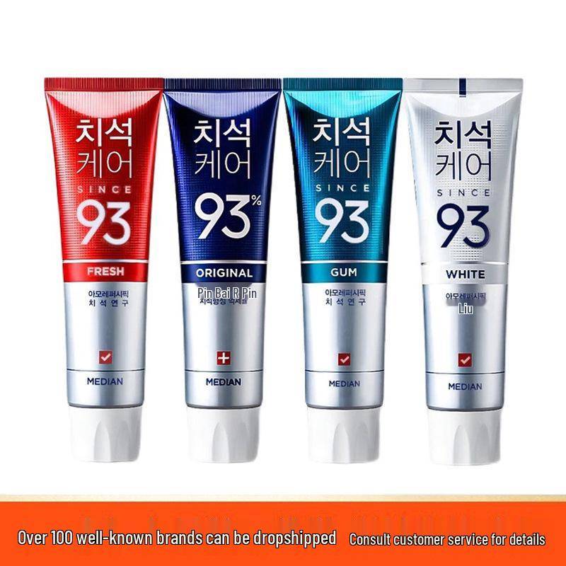 Korea Mediante 93 Tandkräm - Borttagning av tandsten & Tandköttsvård, Vit Myntasmak, Uppfriskande Ren, Enkel Droppe blue