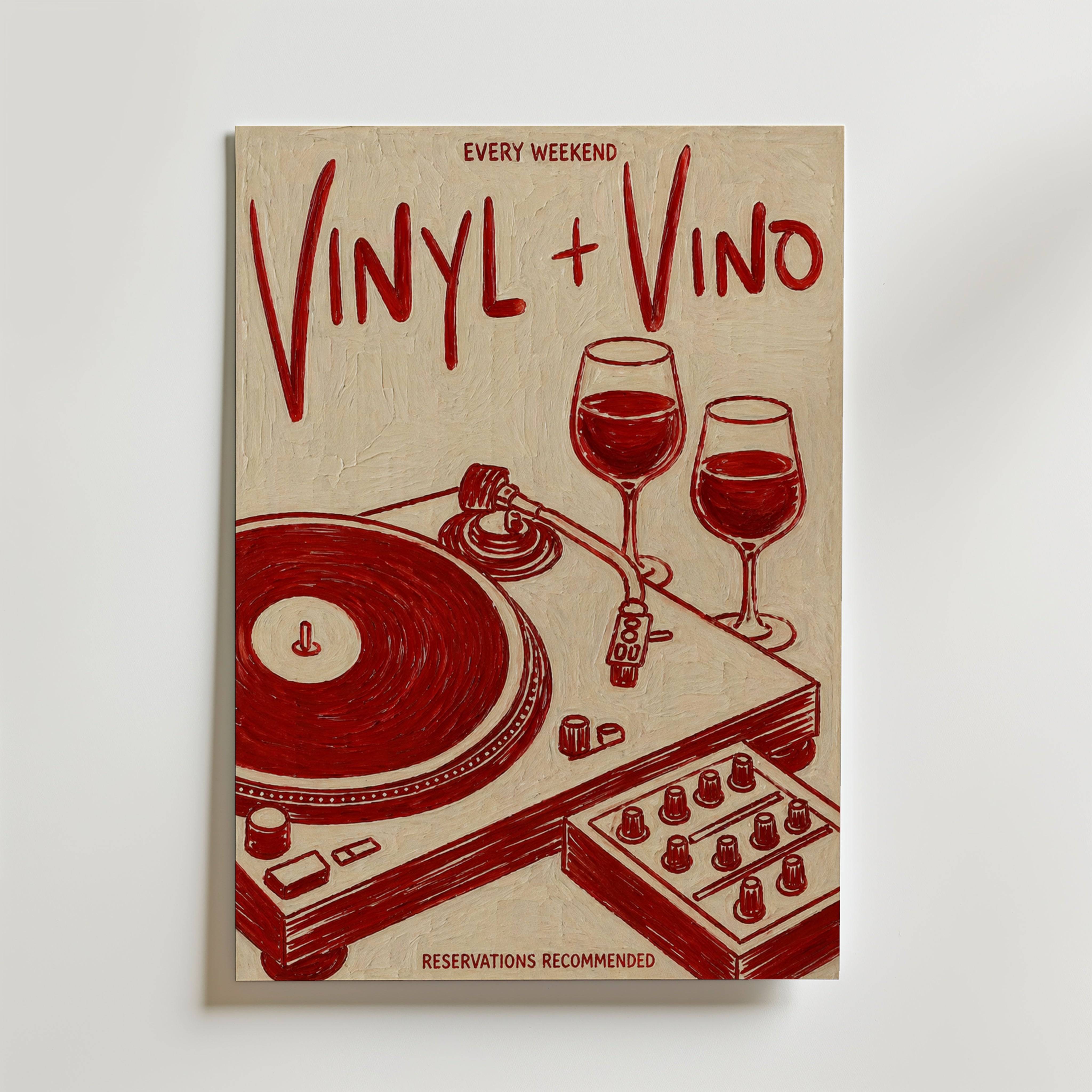 Vinyl & Vino Poster - Premium Canvas 50x70 cm